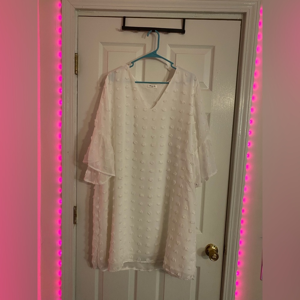 White Swiss dot dress